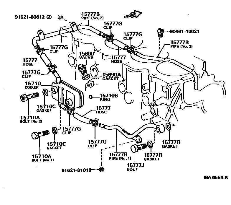 Toyota COROLLA Engine Oil Cooler EPC diagram — MA6559B