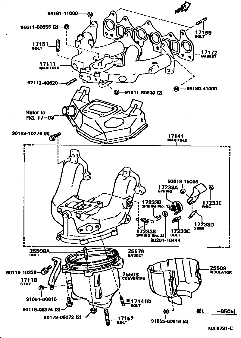 Toyota COROLLA Manifold EPC diagram — MA6731C