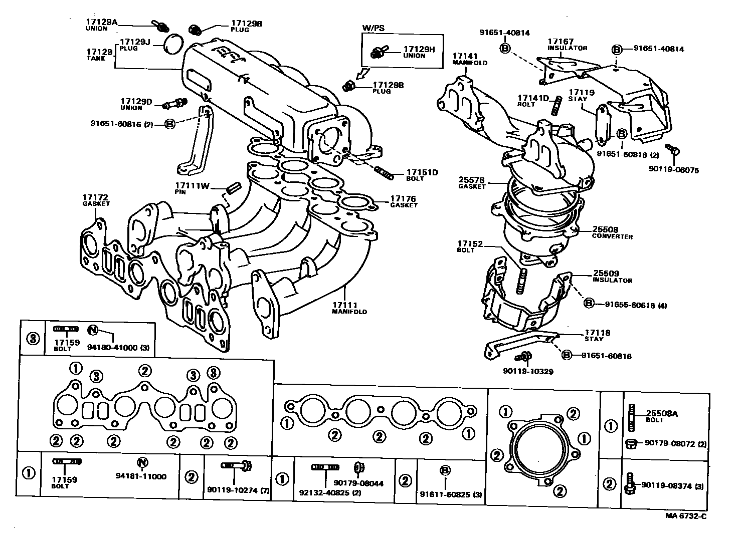 Toyota COROLLA Manifold EPC diagram — MA6732C
