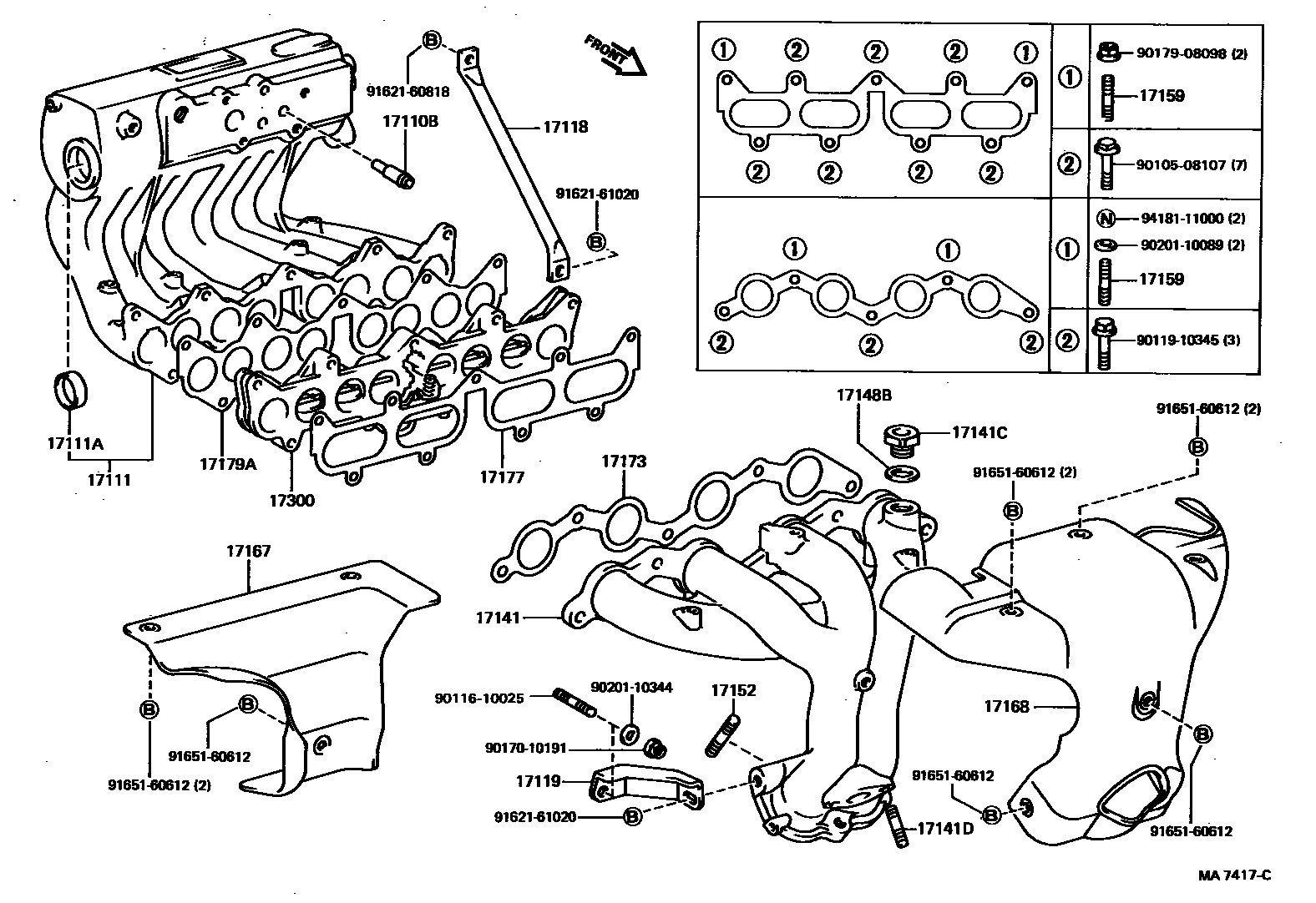 Toyota COROLLA Manifold EPC diagram — MA7417C