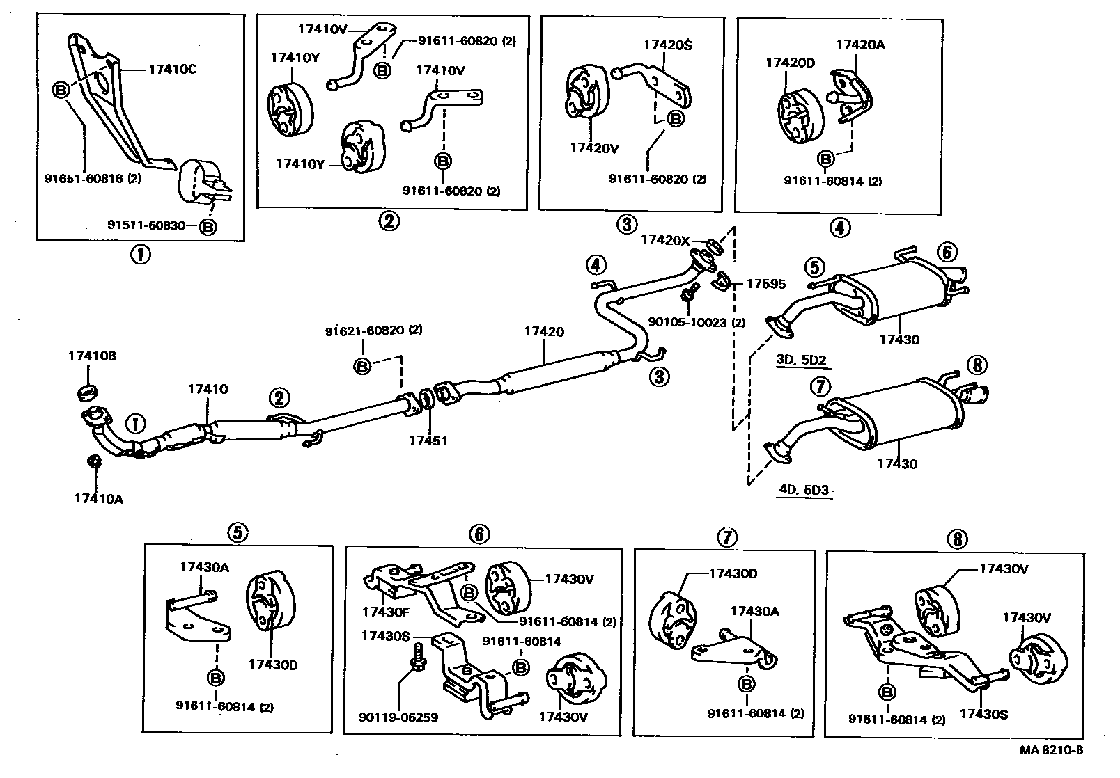 Toyota COROLLA Exhaust Pipe EPC diagram — MA8210B