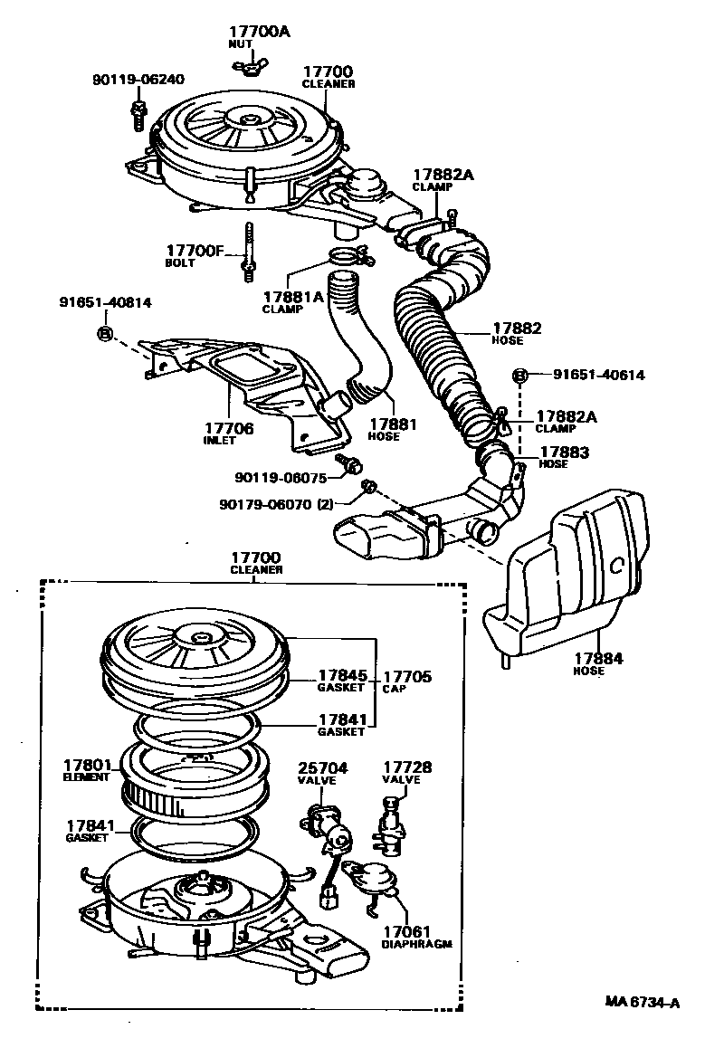 Toyota COROLLA Air Cleaner EPC diagram — MA6734A