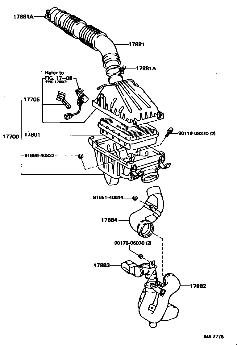 Toyota COROLLA Air Cleaner EPC diagram — MA7775