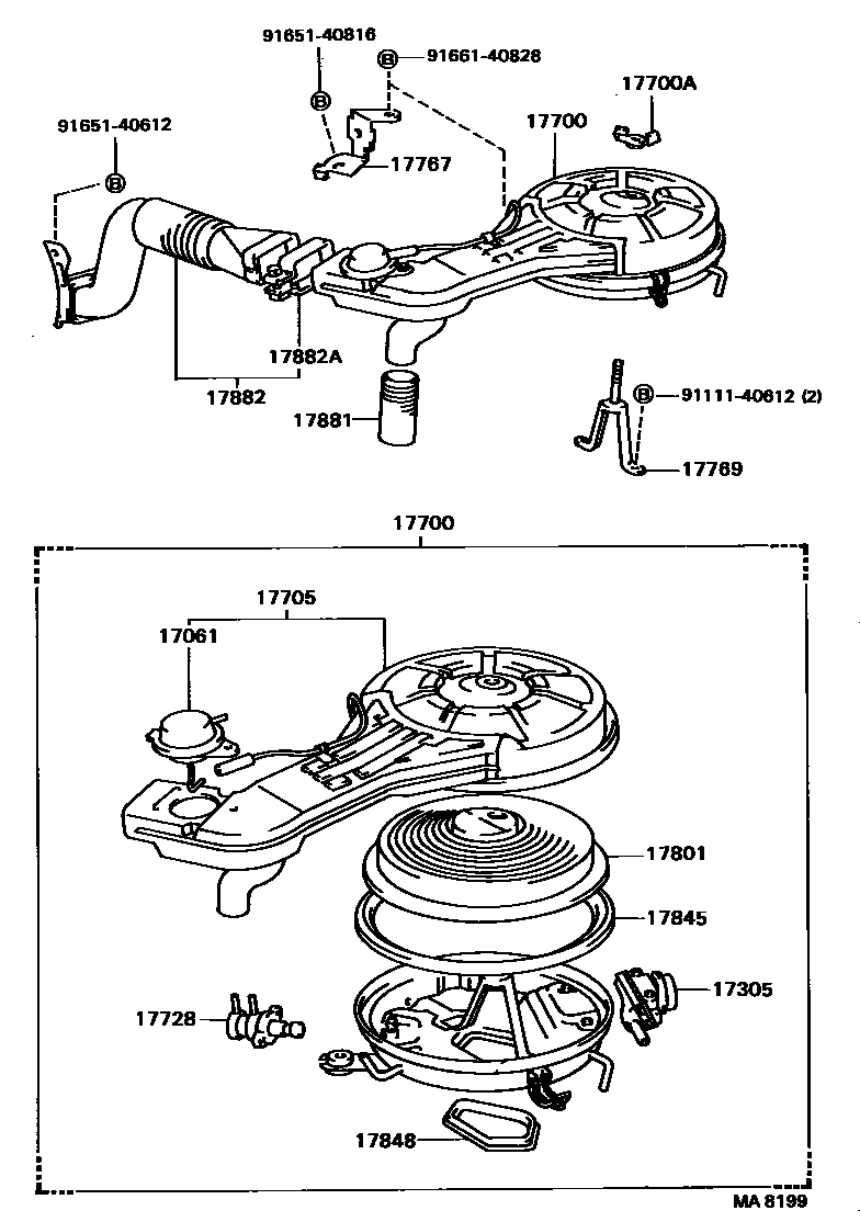 Toyota COROLLA Air Cleaner EPC diagram — MA8199
