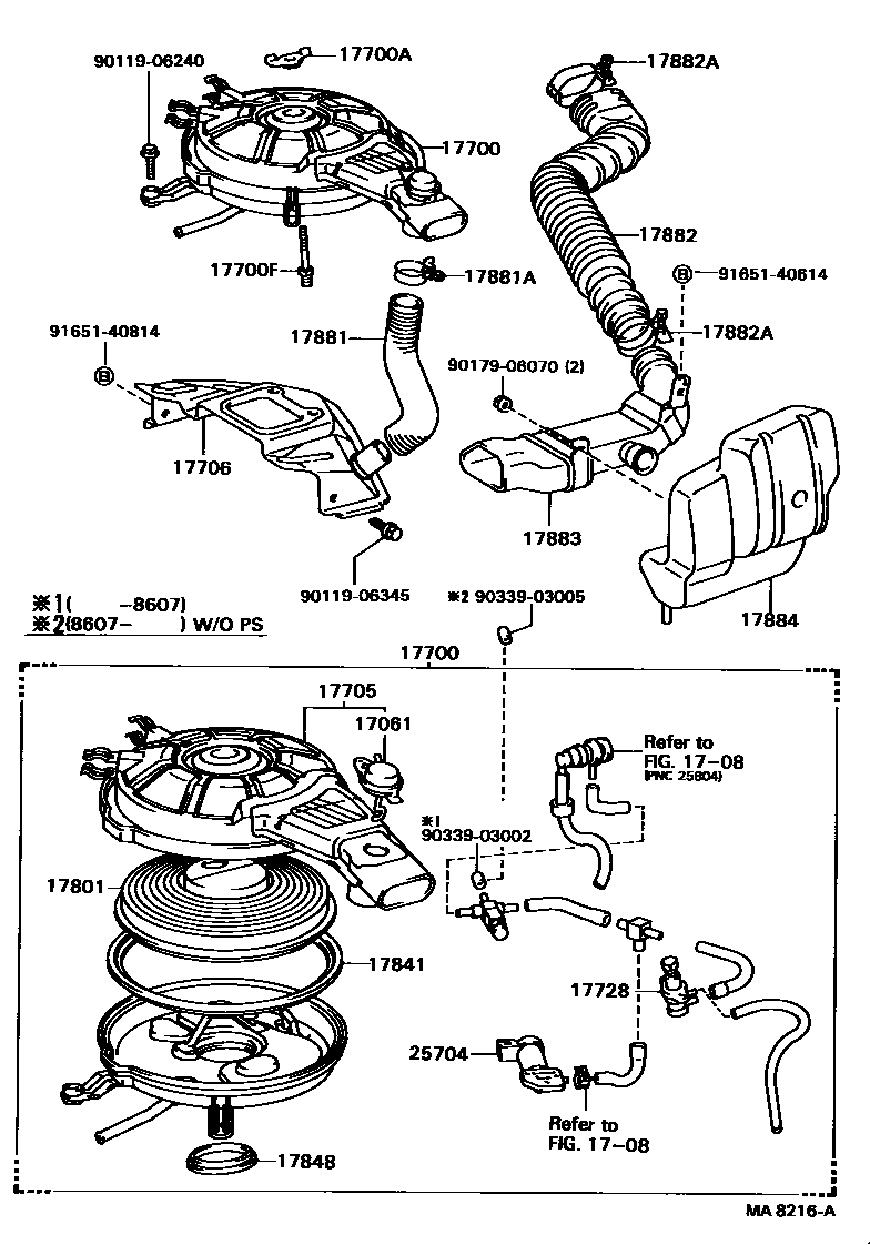 Toyota COROLLA Air Cleaner EPC diagram — MA8216A