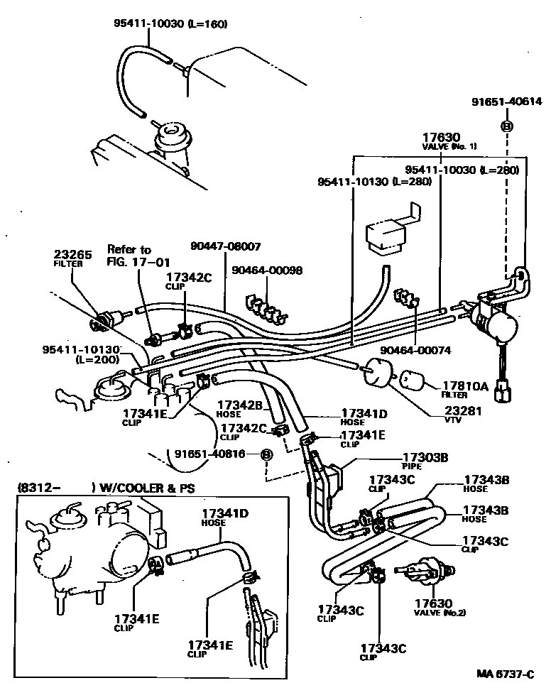 Toyota COROLLA vacuum tube EPC diagram — MA6737C