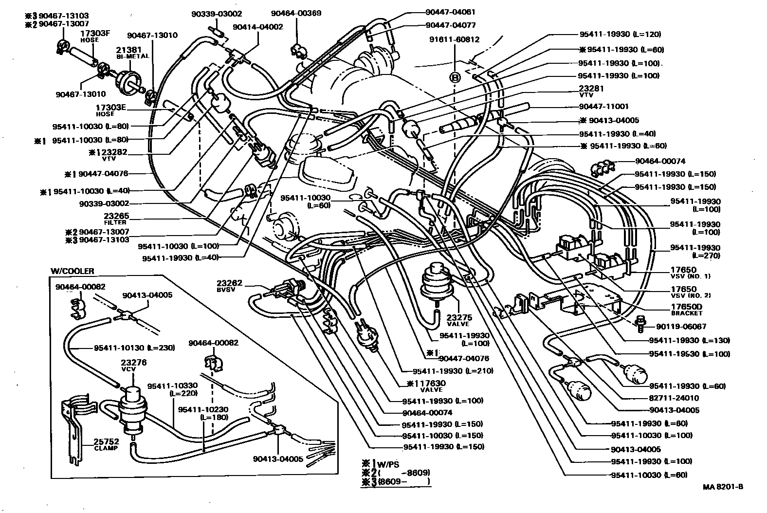 Toyota COROLLA vacuum tube EPC diagram — MA8201B