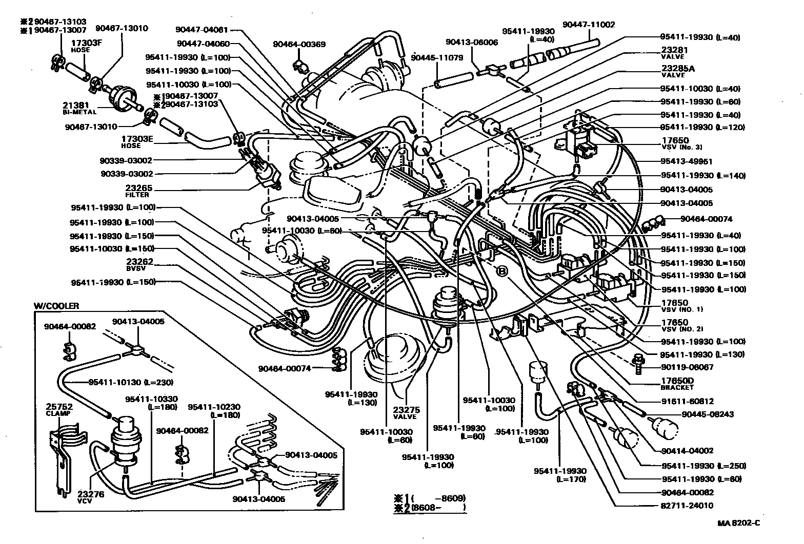Toyota COROLLA vacuum tube EPC diagram — MA8202C