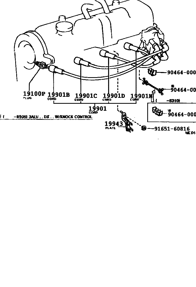 Toyota COROLLA 点火线圈和火花塞 EPC diagram — 194331