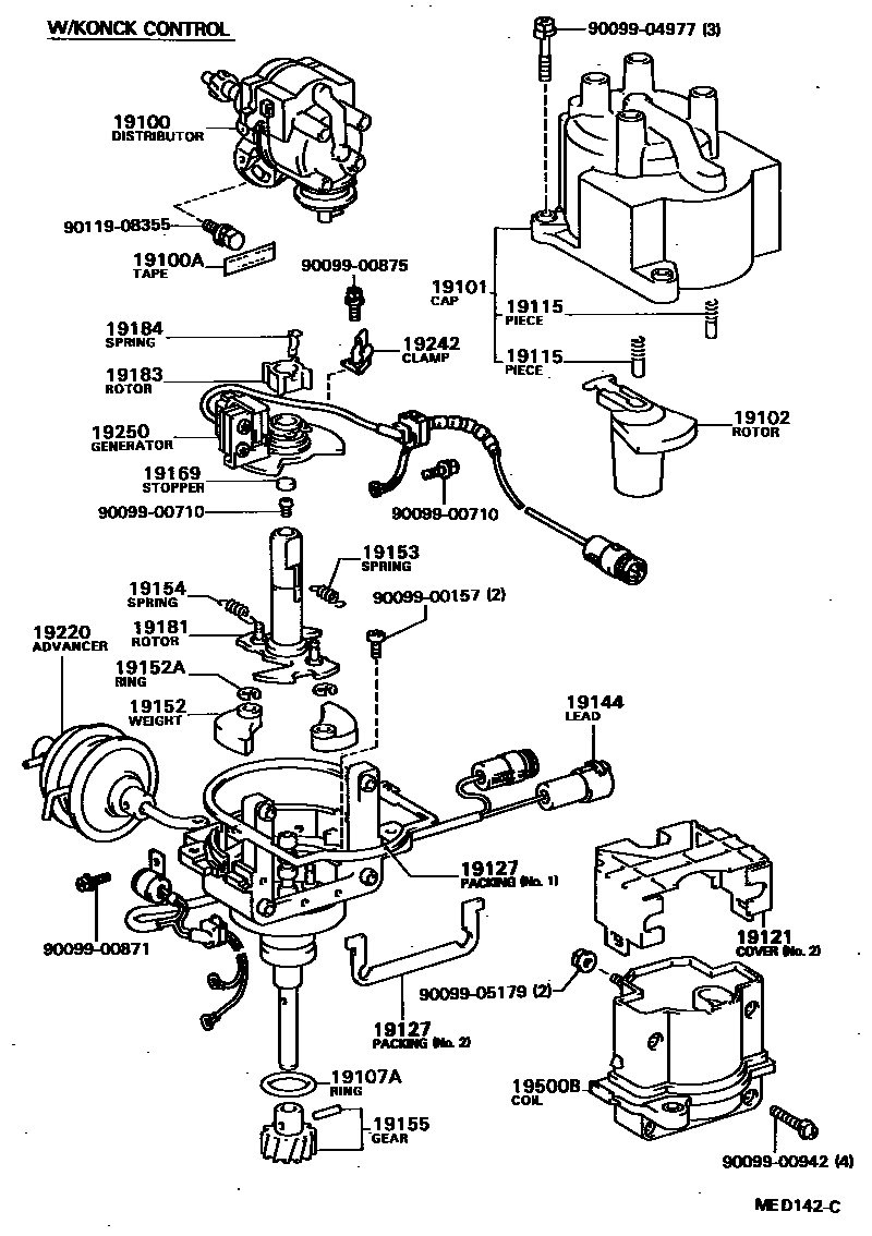 Toyota COROLLA 分电器 EPC diagram — MED142C