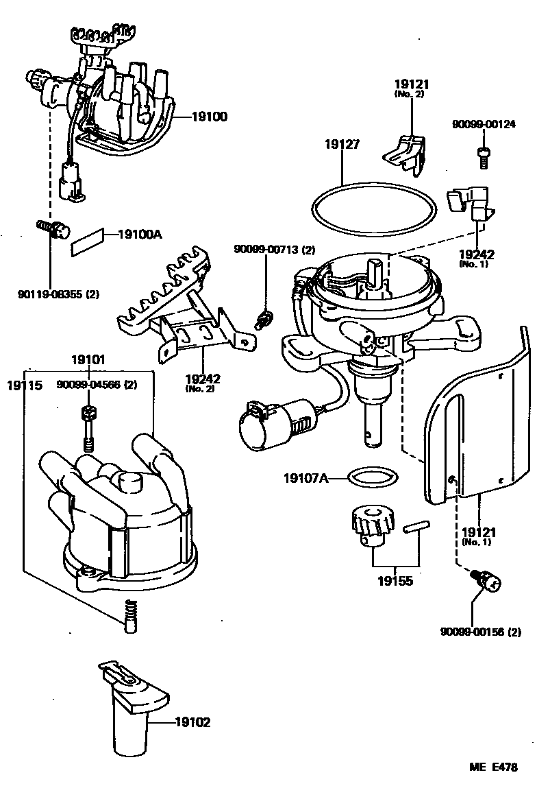 Toyota COROLLA 分电器 EPC diagram — MEE478