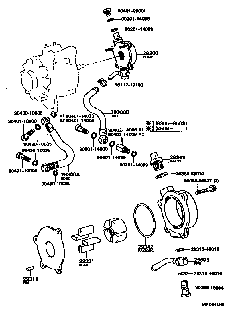 Toyota COROLLA 真空泵 EPC diagram — MED010B