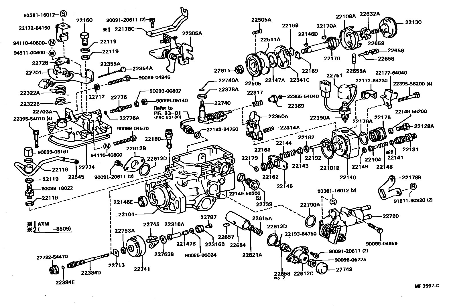 Toyota COROLLA 喷油泵体 EPC diagram — MF3597C