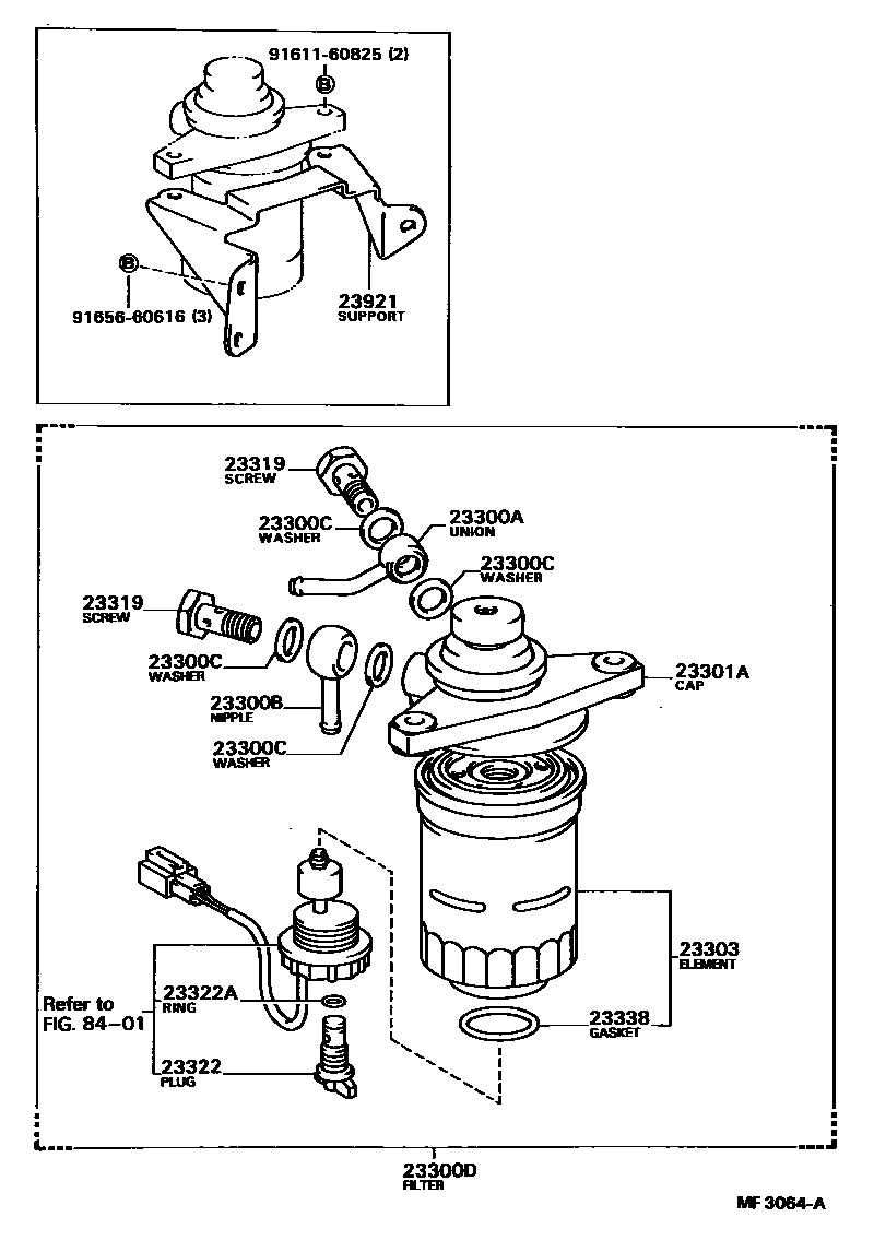 Toyota COROLLA fuel filter EPC diagram — MF3064A