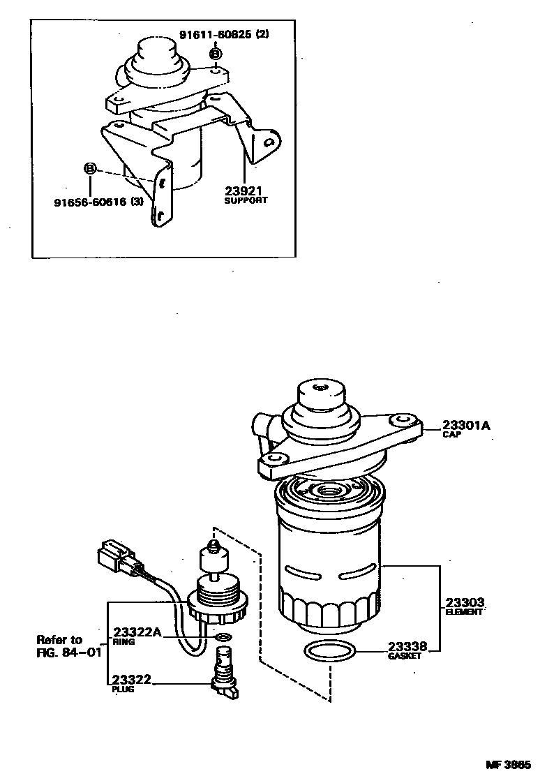 Toyota COROLLA fuel filter EPC diagram — MF3865