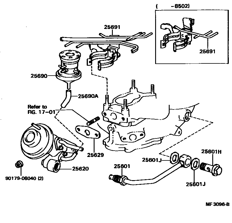 Toyota COROLLA 废气再循环系统 EPC diagram — MF3096B