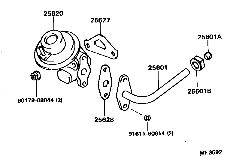 Toyota COROLLA 废气再循环系统 EPC diagram — MF3592