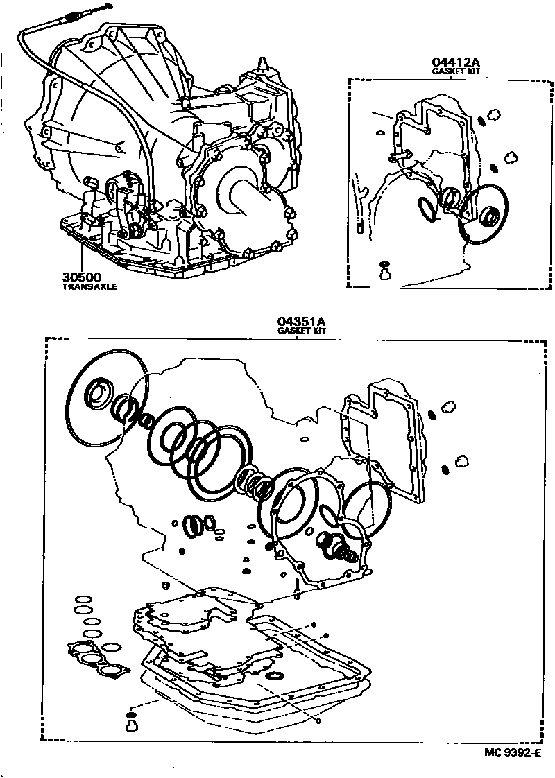 Toyota COROLLA 传动桥或变速器总成和衬垫组件(ATM) EPC diagram — MC9392E