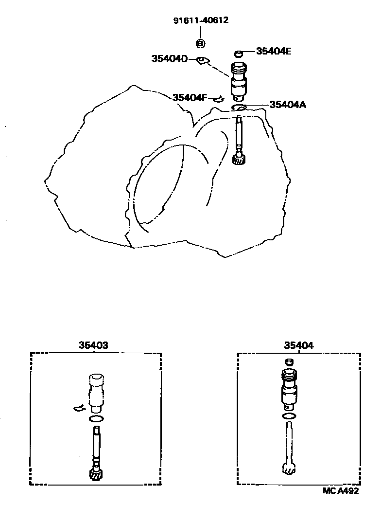 Toyota COROLLA 速度表从动齿轮(ATM) EPC diagram — MCA492