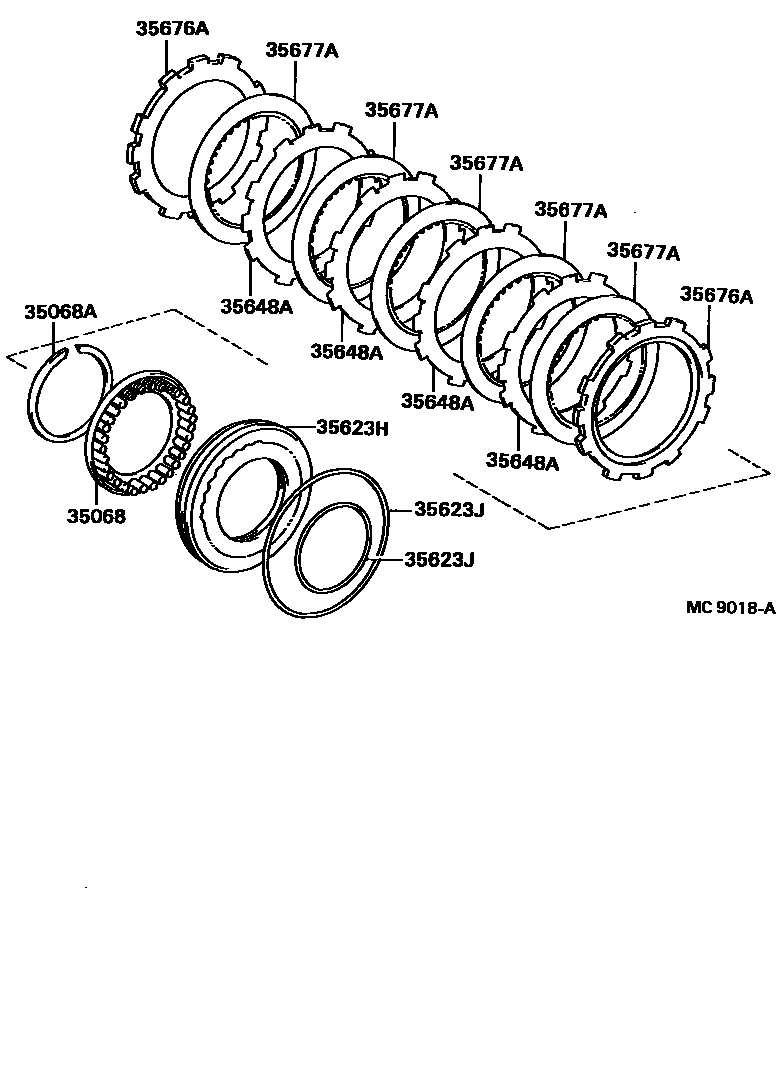 Toyota COROLLA 3号制动器、一档和倒档制动器(ATM) EPC diagram — MC9018A