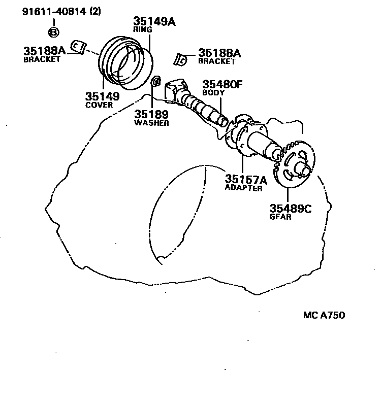 Toyota COROLLA 后油泵和调速器(ATM) EPC diagram — MCA750