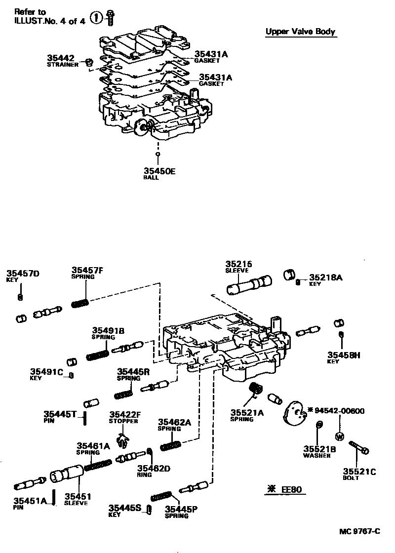 Toyota COROLLA 阀体和滤油网(ATM) EPC diagram — MC9767C