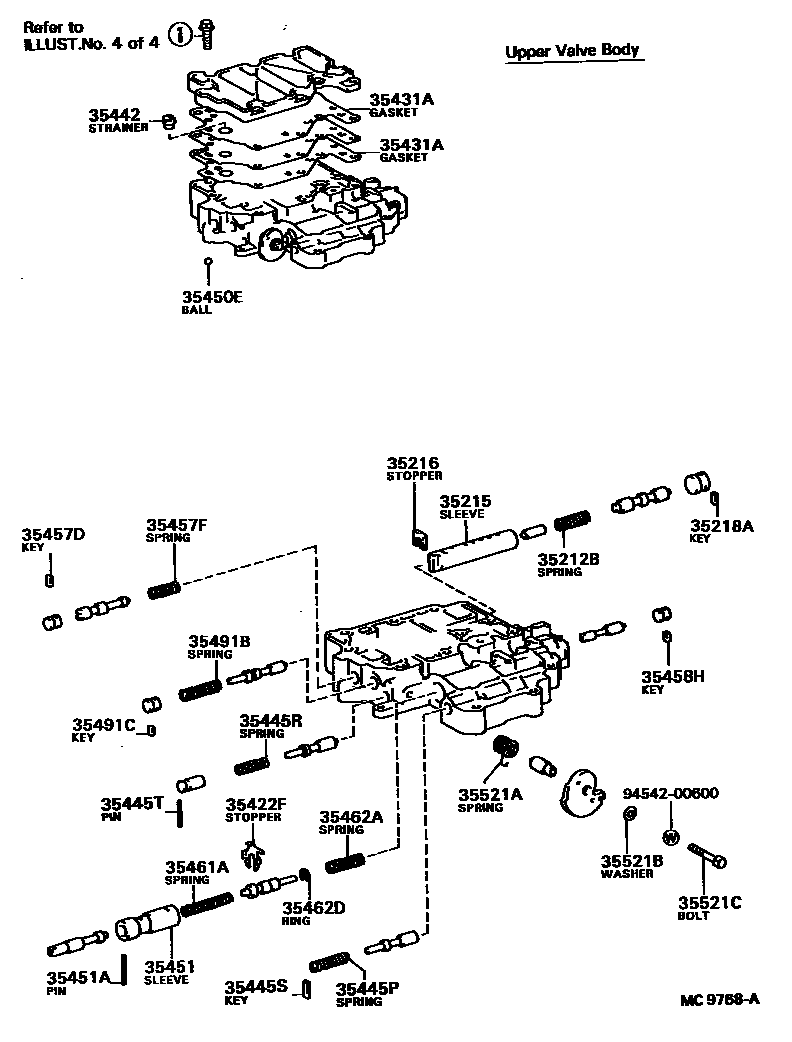 Toyota COROLLA 阀体和滤油网(ATM) EPC diagram — MC9768A