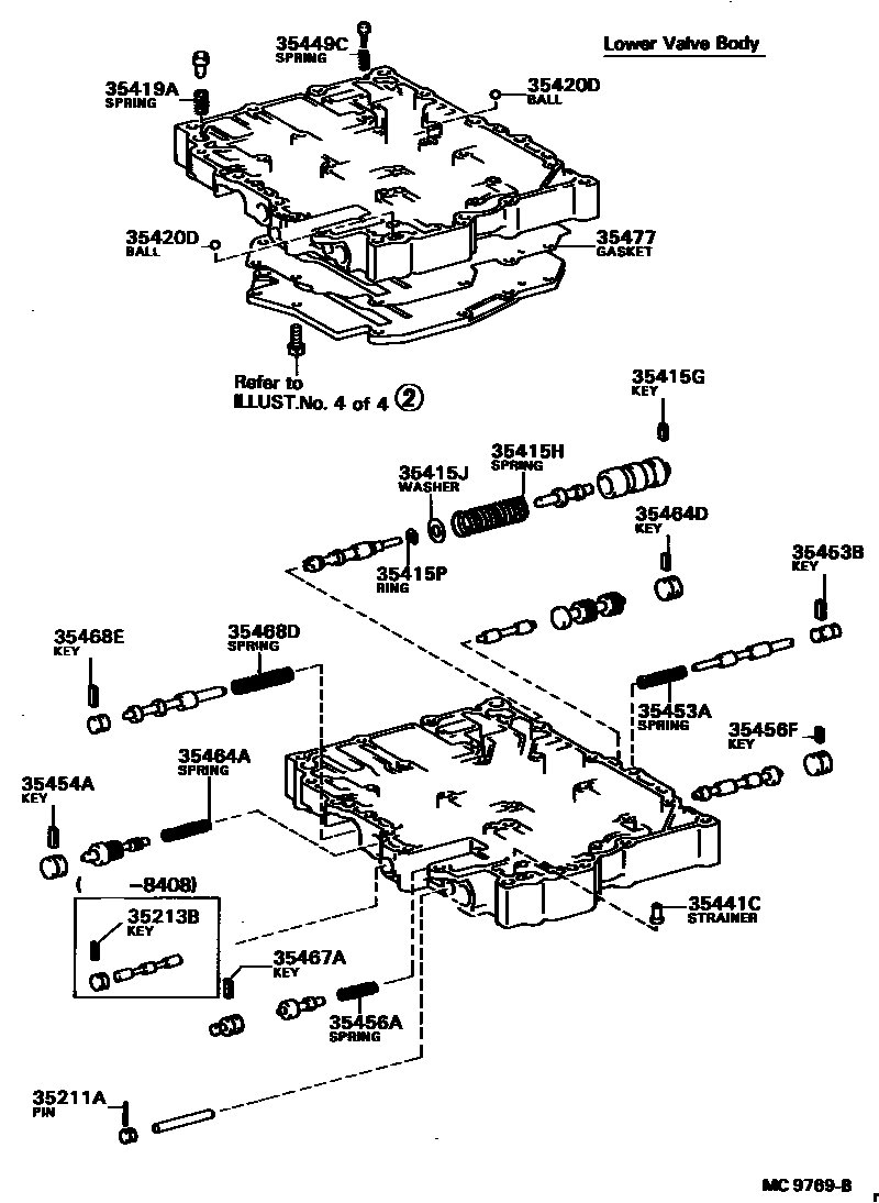 Toyota COROLLA 阀体和滤油网(ATM) EPC diagram — MC9769B