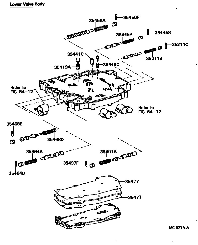Toyota COROLLA 阀体和滤油网(ATM) EPC diagram — MC9773A