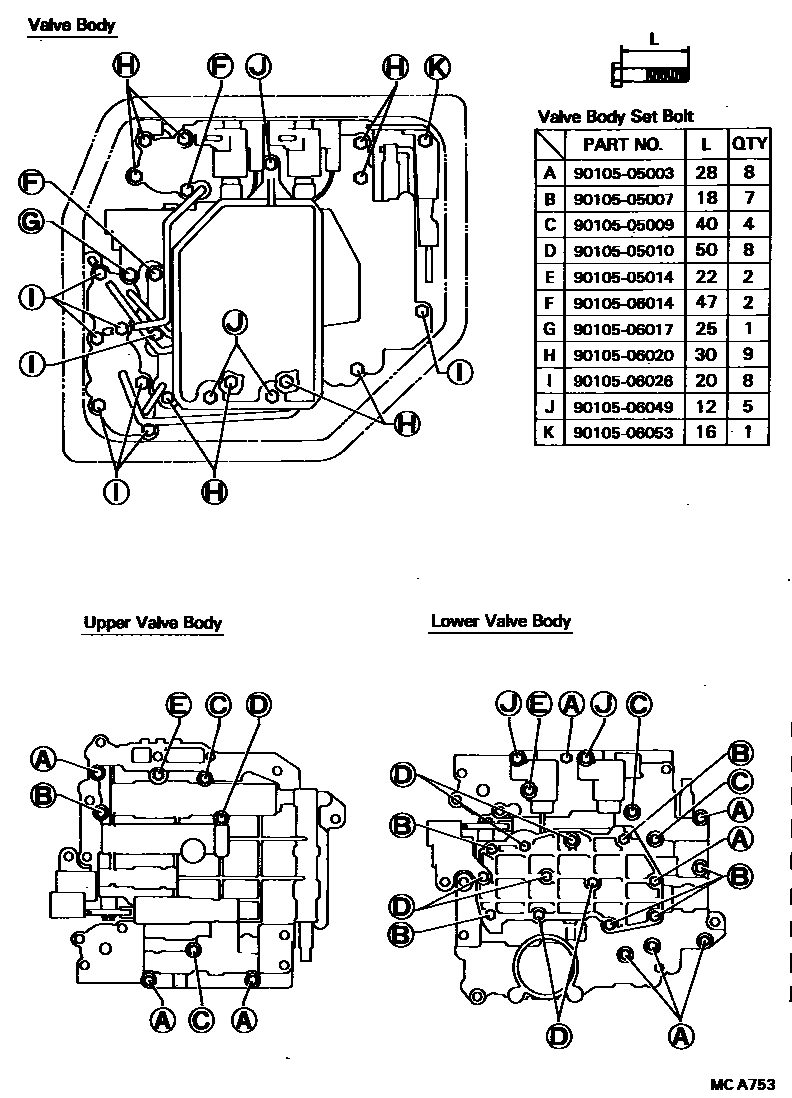 Toyota COROLLA 阀体和滤油网(ATM) EPC diagram — MCA753