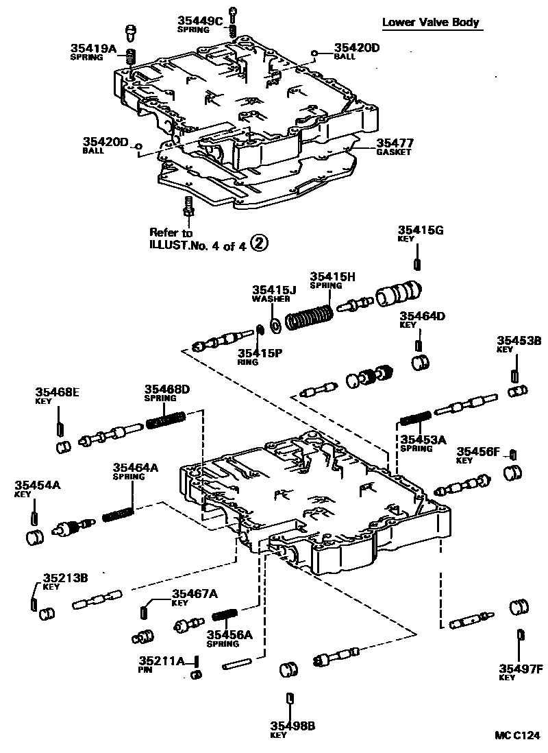 Toyota COROLLA 阀体和滤油网(ATM) EPC diagram — MCC124