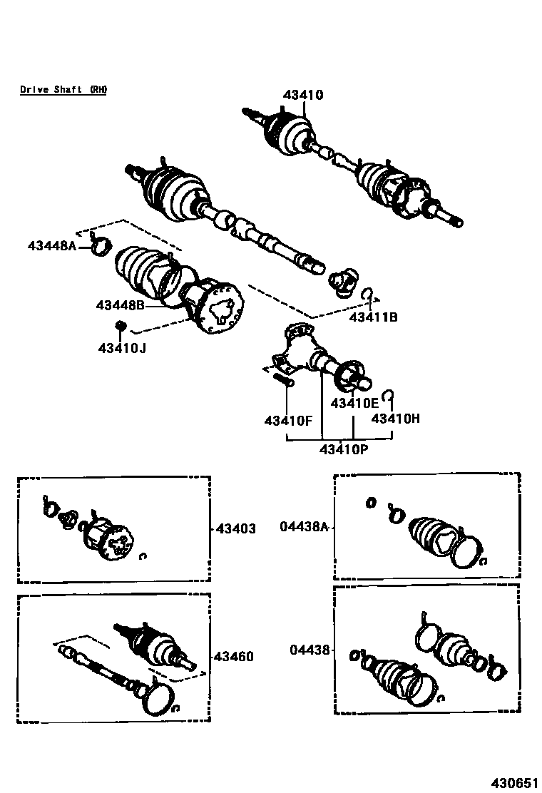 Toyota COROLLA Front Drive Shaft EPC diagram — 430651