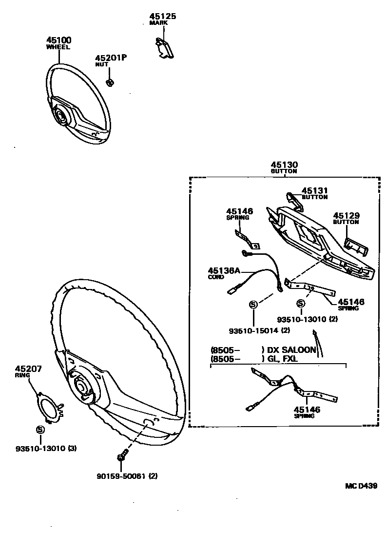 Toyota COROLLA Steering Wheel EPC diagram — MCD439