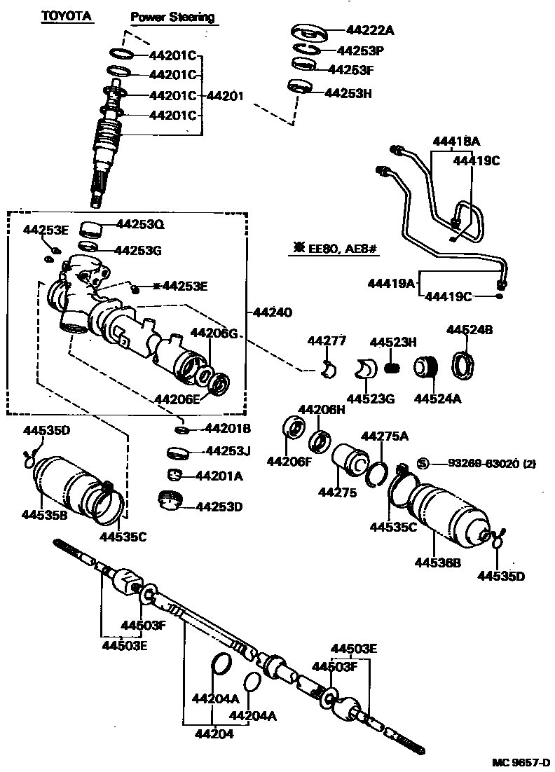 Toyota COROLLA 前转向齿轮和连杆 EPC diagram — MC9657D