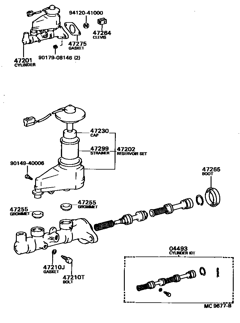 Toyota COROLLA 制动总泵 EPC diagram — MC9677B