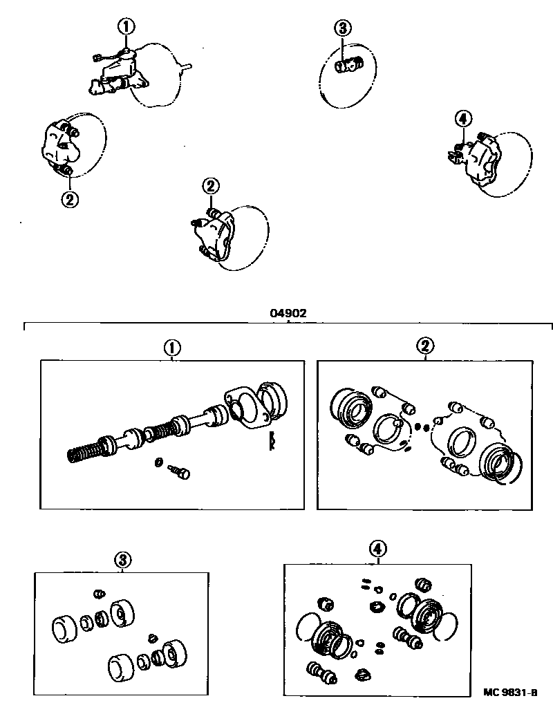 Toyota COROLLA 制动器保养组件 EPC diagram — MC9831B