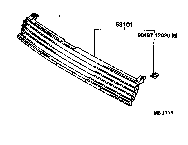 Toyota COROLLA radiator grille EPC diagram — MBJ115