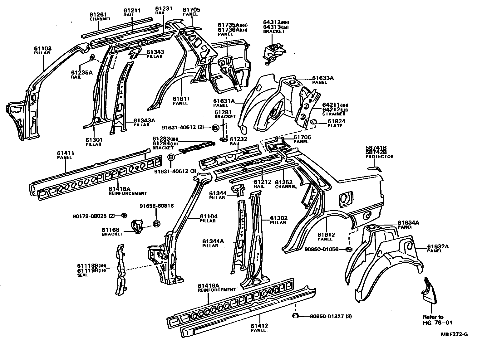 Toyota COROLLA 侧梁 EPC diagram — MBF272G
