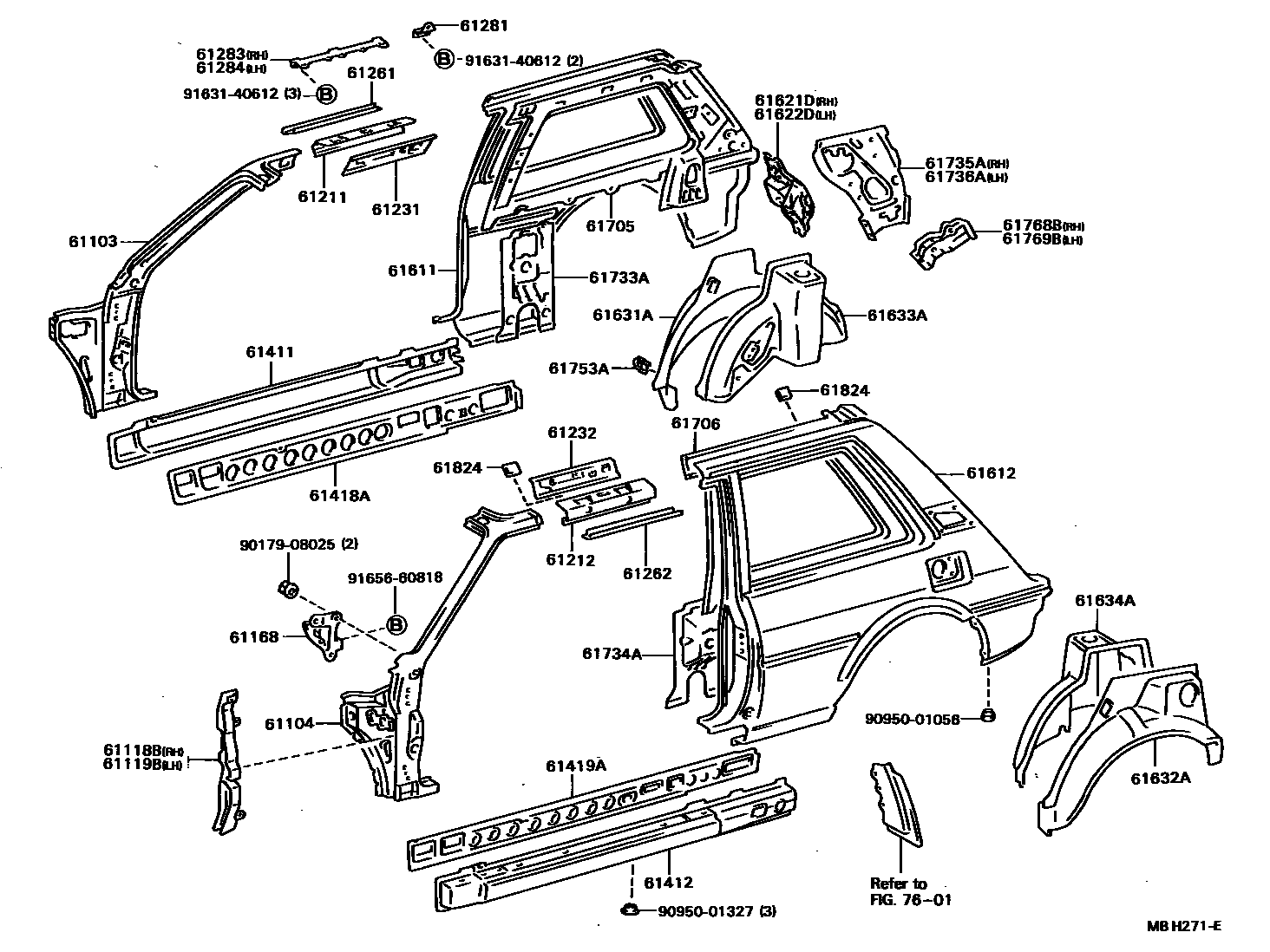 Toyota COROLLA 侧梁 EPC diagram — MBH271E