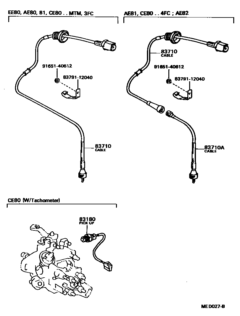 Toyota COROLLA 仪表 EPC diagram — MED027B