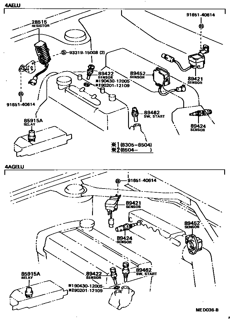 Toyota COROLLA 电子燃油喷射系统 EPC diagram — MED036B