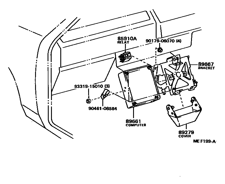 Toyota COROLLA 电子燃油喷射系统 EPC diagram — MEF199A