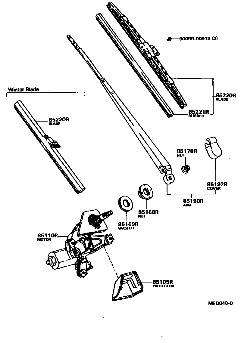 Toyota COROLLA 后刮水器 EPC diagram — MED040D