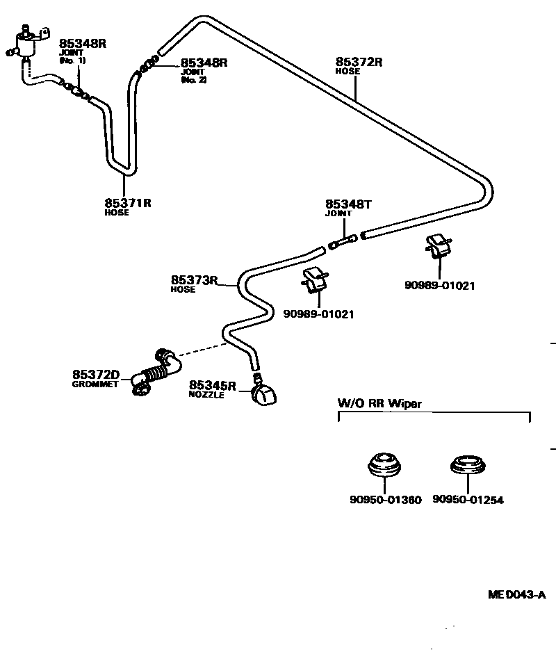 Toyota COROLLA 后清洗器 EPC diagram — MED043A