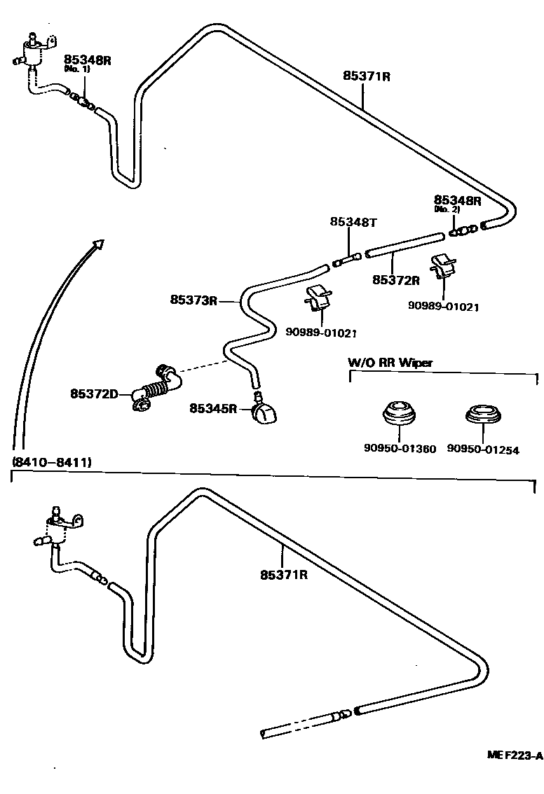 Toyota COROLLA 后清洗器 EPC diagram — MEF223A