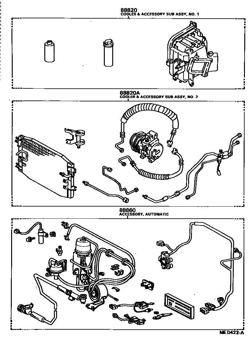 Toyota COROLLA 暖风和空调系统 - 组件 EPC diagram — MED422A