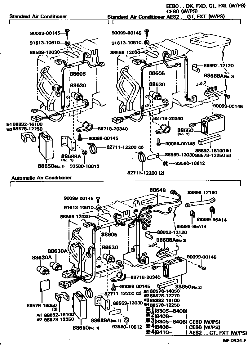 Toyota COROLLA 暖风和空调系统 - 冷却器组件 EPC diagram — MED424F