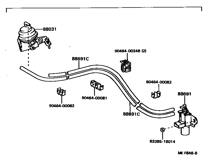 Toyota COROLLA 暖风和空调系统 - 真空管 EPC diagram — MEF846B