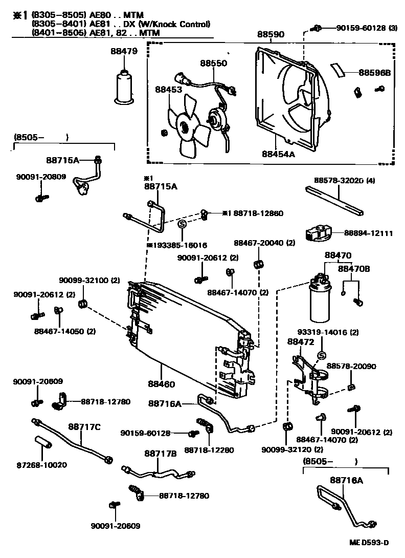 Toyota COROLLA Heating & Air Conditioning - Cooler Piping EPC diagram — MED593D