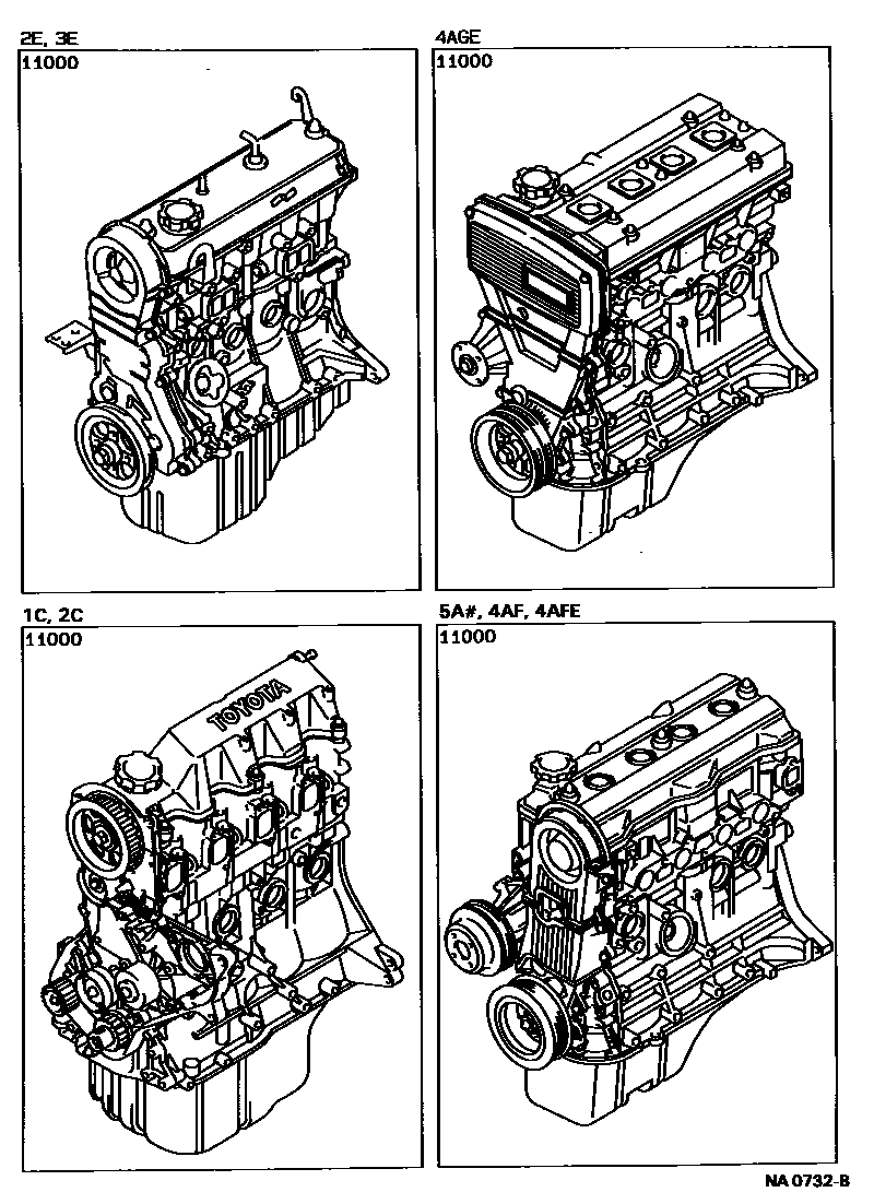 Toyota COROLLA Partial Engine Assembly EPC diagram — NA0732B